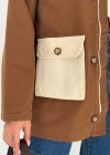 Körüklü Cep Detaylı Yağmur Gabardin Ceket Kahverengi