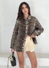 Leopar Desen Gabardin Gömlek