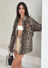 Leopar Desen Gabardin Gömlek