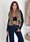 Leopar Desen Kancalı Kısa Mont