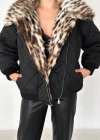 Leopar Kürk Yakalı Kısa Mont