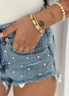 Taş Detaylı Denim Şort