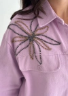 Taş Detaylı Gömlek Lila