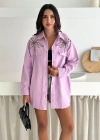 Taş Detaylı Gömlek Lila