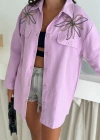 Taş Detaylı Gömlek Lila