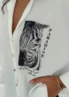 Zebra Desen Baskılı Taşlı Gömlek