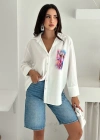 Zürafa Desen Baskılı Taşlı Gömlek