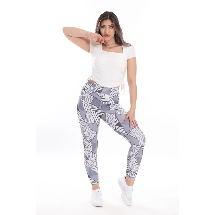 Kadın Beli Lastikli Dijital Baskılı Toparlayıcı Tayt