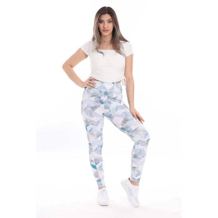 Kadın Beli Lastikli Dijital Baskılı Toparlayıcı Tayt