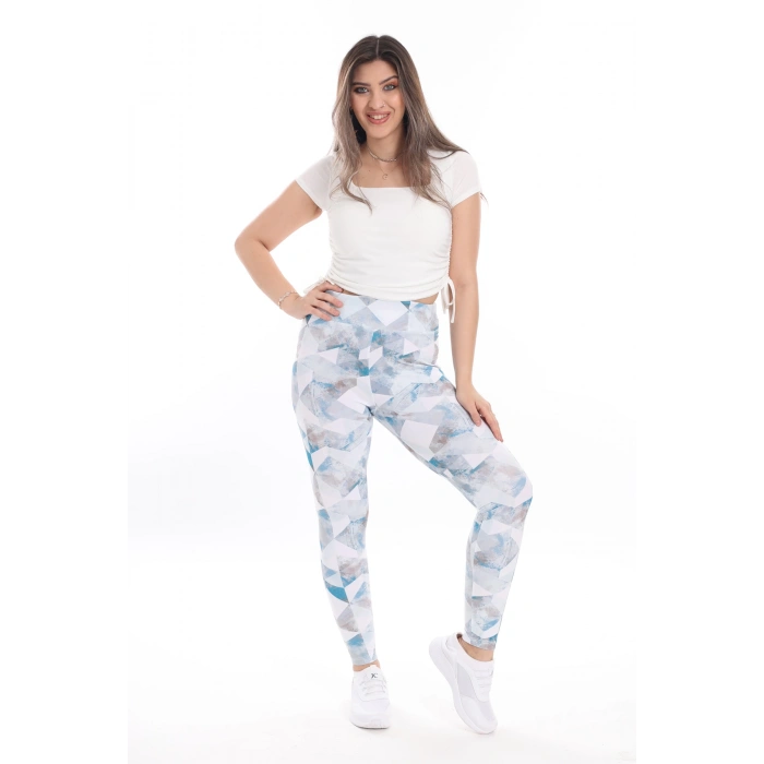 Kadın Beli Lastikli Dijital Baskılı Toparlayıcı Tayt