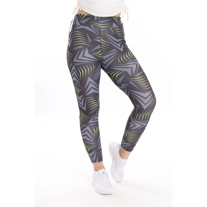 Kadın Beli Lastikli Dijital Baskılı Toparlayıcı Tayt