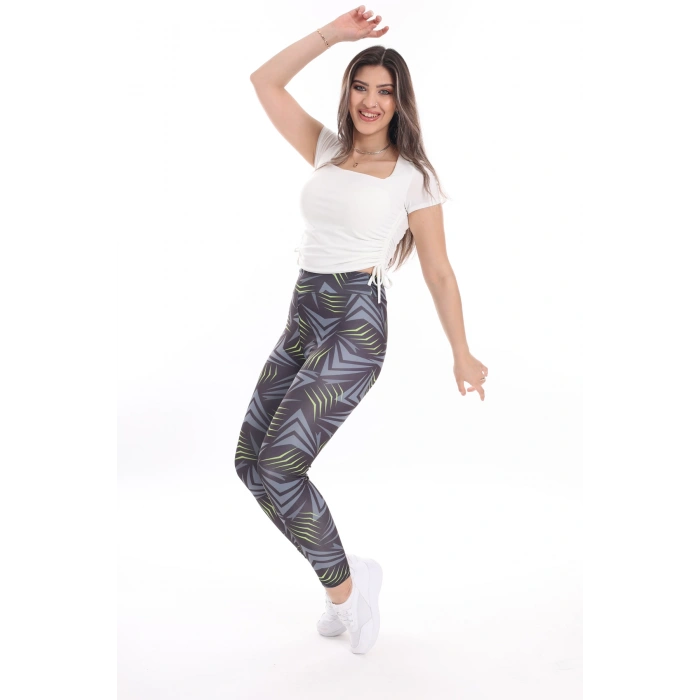 Kadın Beli Lastikli Dijital Baskılı Toparlayıcı Tayt