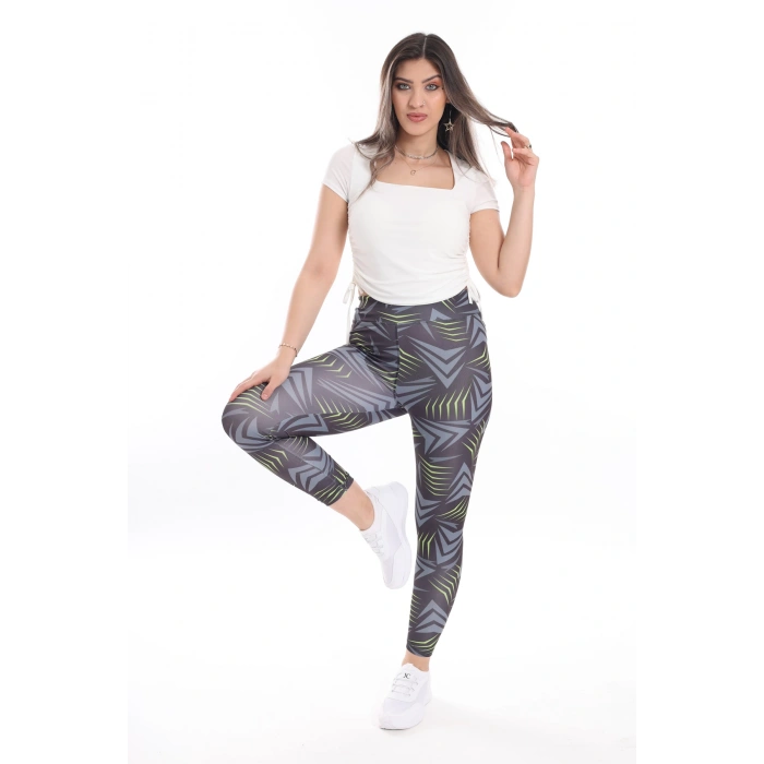 Kadın Beli Lastikli Dijital Baskılı Toparlayıcı Tayt