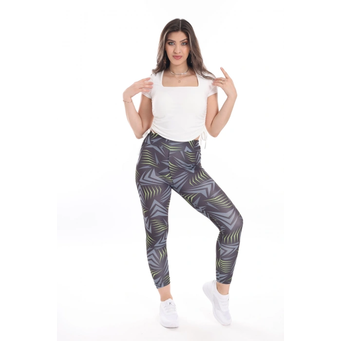 Kadın Beli Lastikli Dijital Baskılı Toparlayıcı Tayt