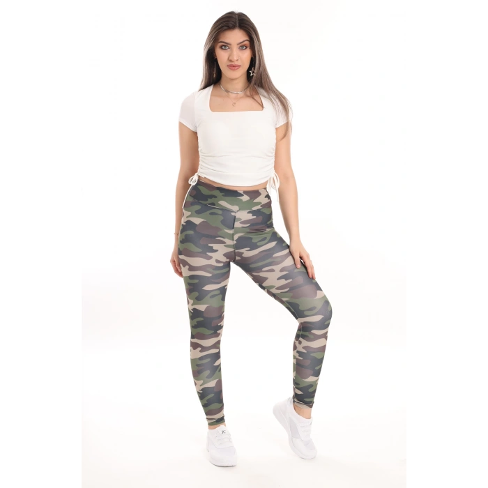 Kadın Beli Lastikli Dijital Baskılı Toparlayıcı Tayt