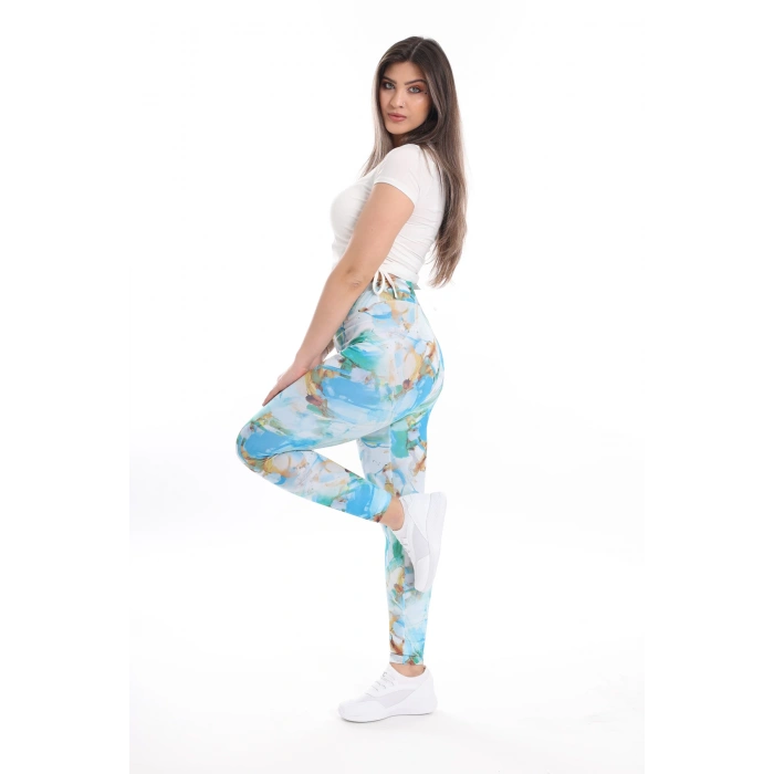 Kadın Beli Lastikli Dijital Baskılı Toparlayıcı Tayt