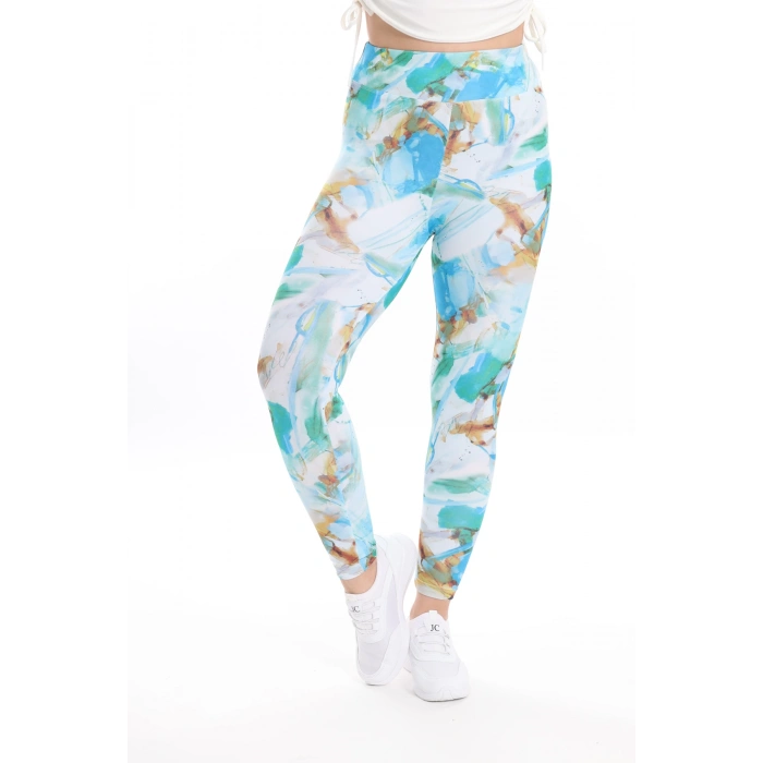 Kadın Beli Lastikli Dijital Baskılı Toparlayıcı Tayt