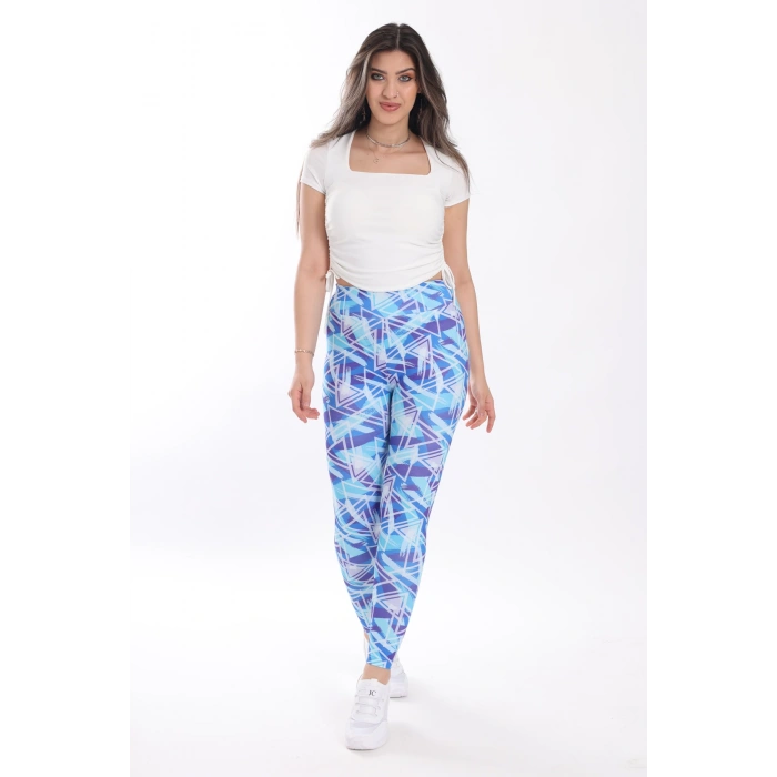 Kadın Beli Lastikli Dijital Baskılı Toparlayıcı Tayt