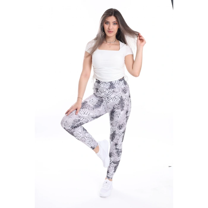 Kadın Beli Lastikli Dijital Baskılı Toparlayıcı Tayt