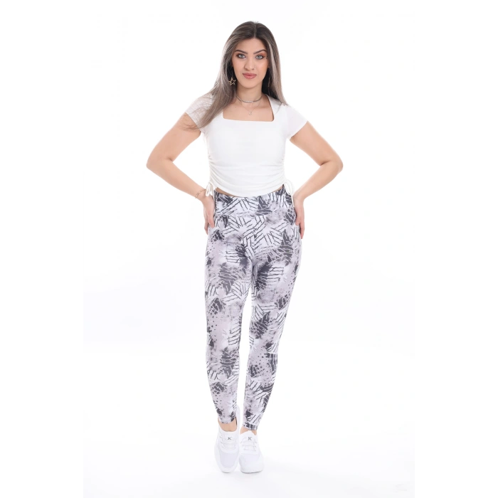 Kadın Beli Lastikli Dijital Baskılı Toparlayıcı Tayt