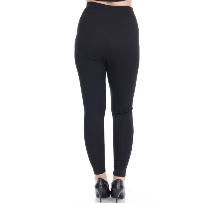 Kadın Siyah Beli Lastikli Yanı Şeritli Toparlayıcı Tayt