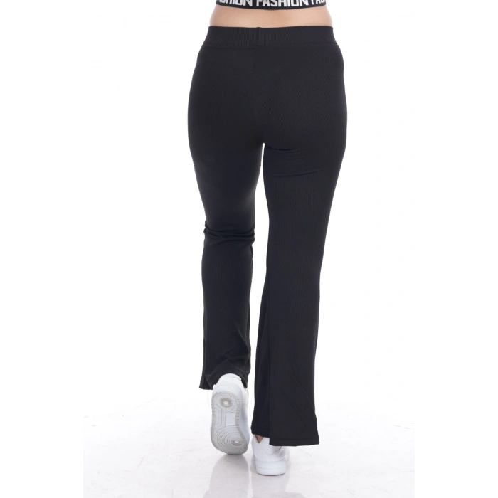 Kadın Siyah Toparlayıcı İspanyol Paça Büyük Beden Tayt