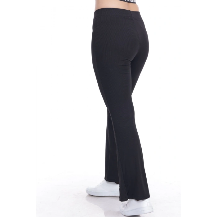 Kadın Siyah Toparlayıcı İspanyol Paça Büyük Beden Tayt