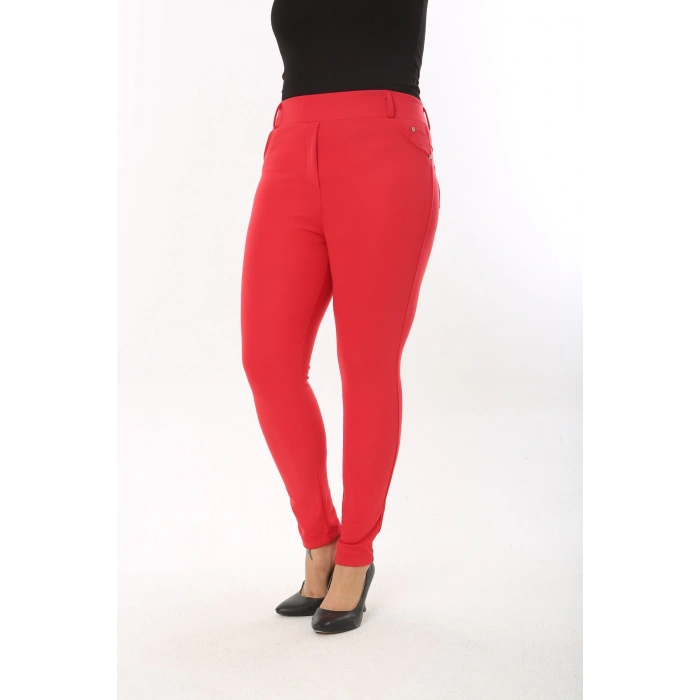 Kadın Cep Detaylı Büyük Beden Tayt Pantolon