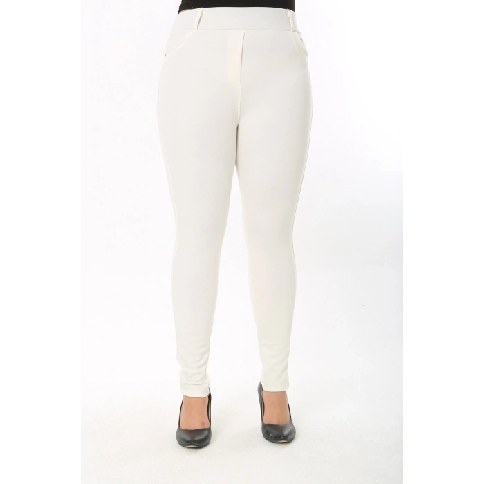 Kadın Cep Detaylı Büyük Beden Tayt Pantolon