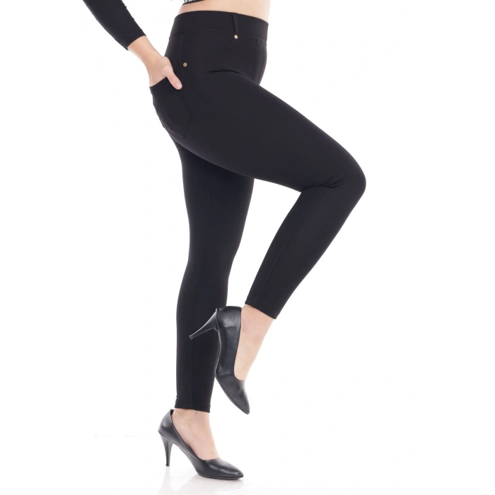 Kadın Siyah Cep Detaylı Tayt Pantolon