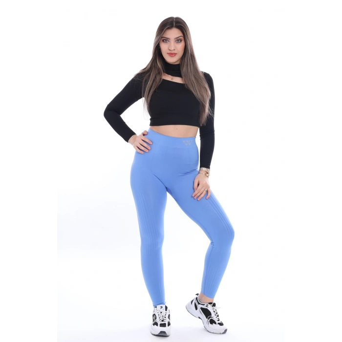 Kadın W İşlemeli Kemer Detaylı Toparlayıcı Tayt