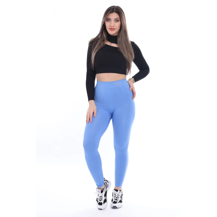 Kadın W İşlemeli Kemer Detaylı Toparlayıcı Tayt