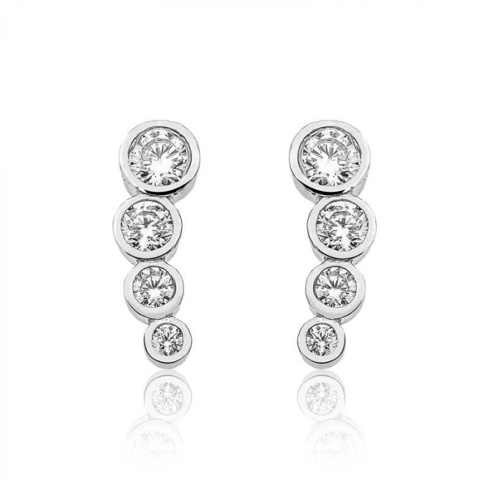 Kadın Gümüş 4 Taş Bayan Küpe