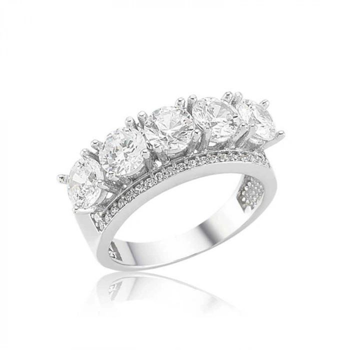 Kadın Gümüş 5 Taş Bayan Yüzük