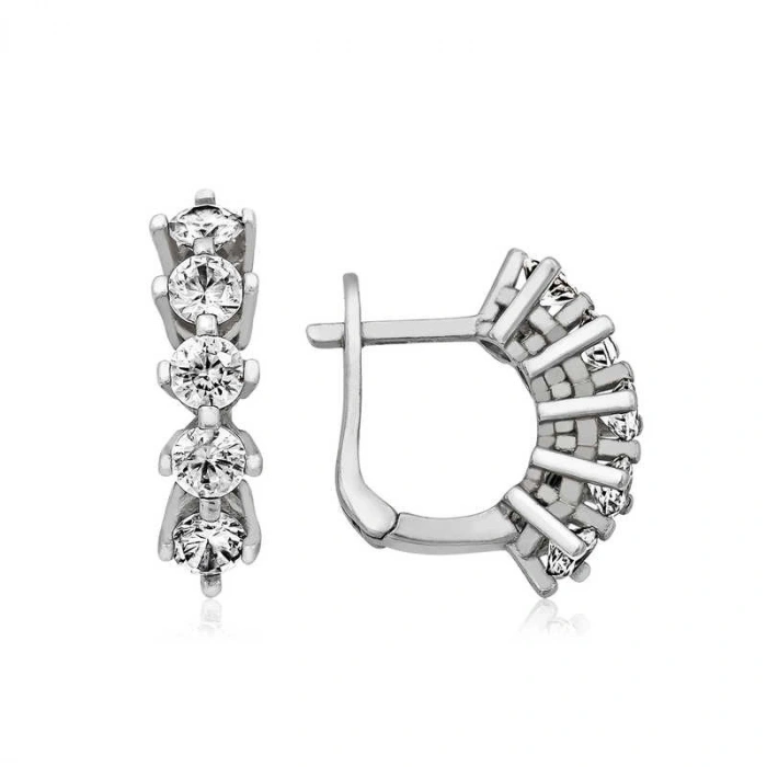 Kadın Gümüş 5 Taş Küpe