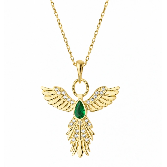 Kadın Gümüş Anka Kuşu Figürlü Gold Kadın Kolye