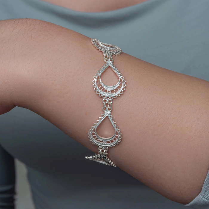 Kadın Gümüş Ay Dansı Telkari Kadın Bileklik