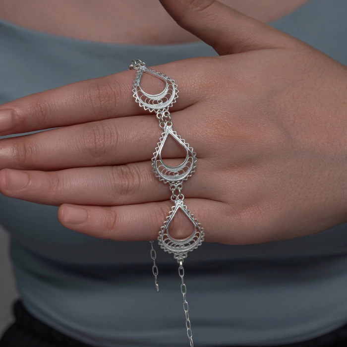 Kadın Gümüş Ay Dansı Telkari Kadın Bileklik