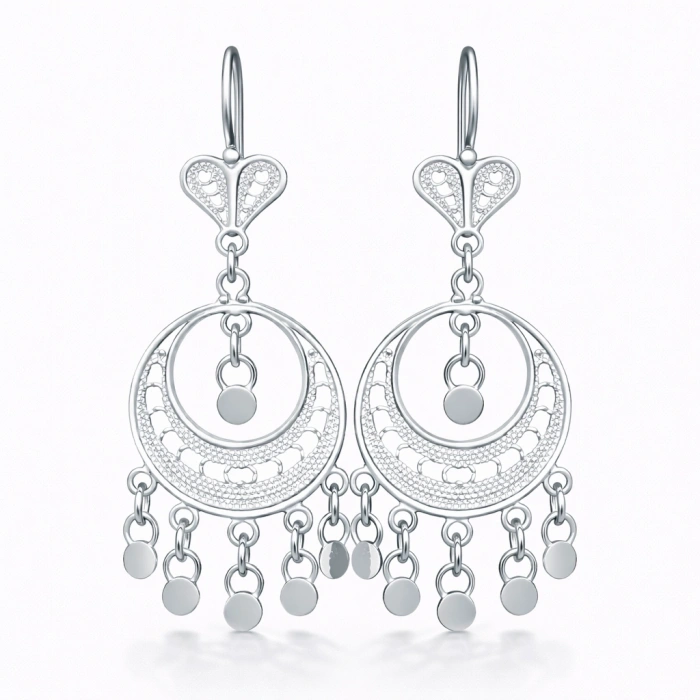 Kadın Gümüş Ay Dansı Telkari Kadın Küpe