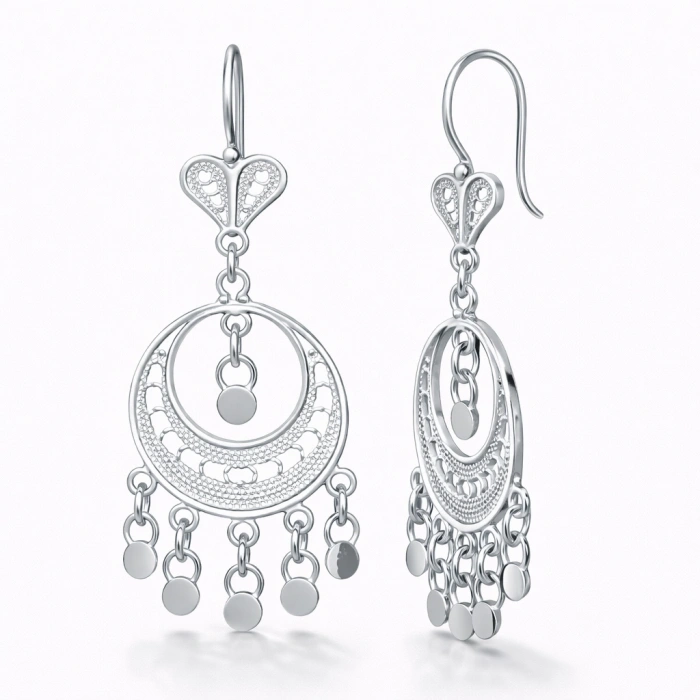 Kadın Gümüş Ay Dansı Telkari Kadın Küpe