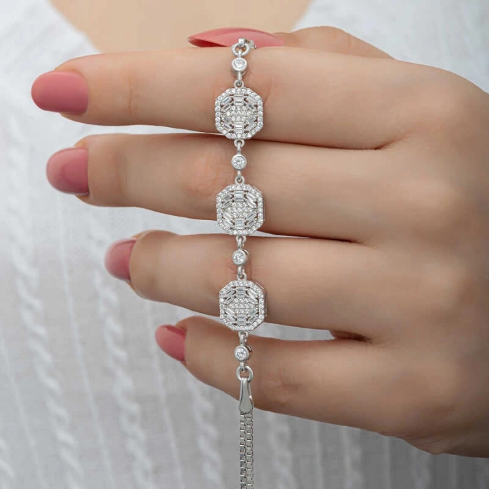 Kadın Gümüş Baget Kadın Bileklik