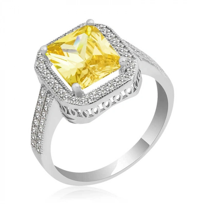 Kadın Gümüş Baget Kare Bayan Yüzük