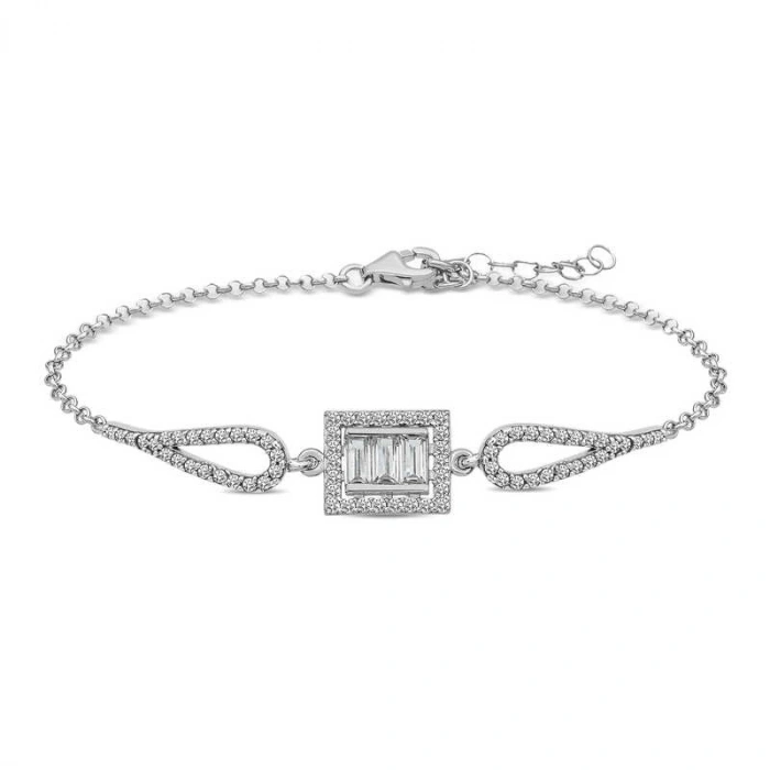 Kadın Gümüş Baget Taşlı Bileklik