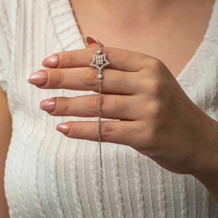 Kadın Gümüş Baget Taşlı Yıldız Kadın Bileklik