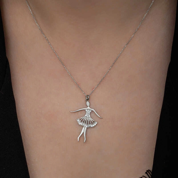 Kadın Gümüş Balerin Kadın Kolye