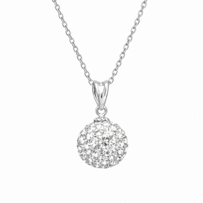 Kadın Gümüş Beyaz Kristal Taşlı Kadın Kolye