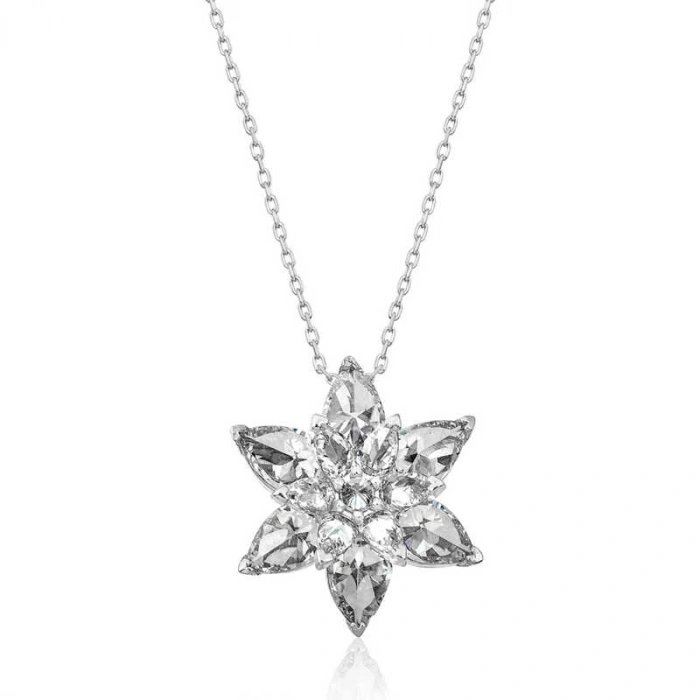 Kadın Gümüş Beyaz Lotus Çiçeği Bayan Kolye