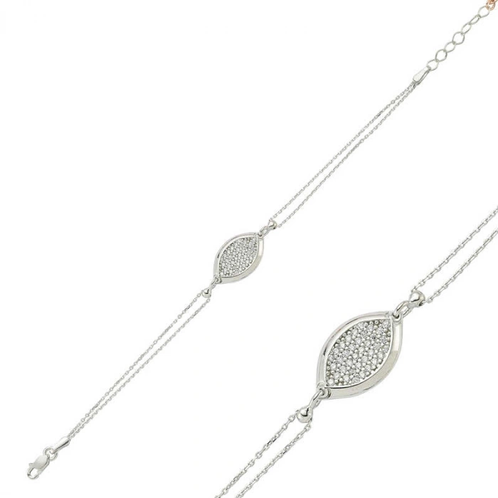 Kadın Gümüş Beyaz Taşlı Bayan Bileklik