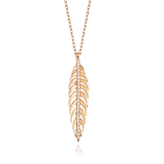 Kadın Gümüş Ceviz Yaprağı Bayan Kolye