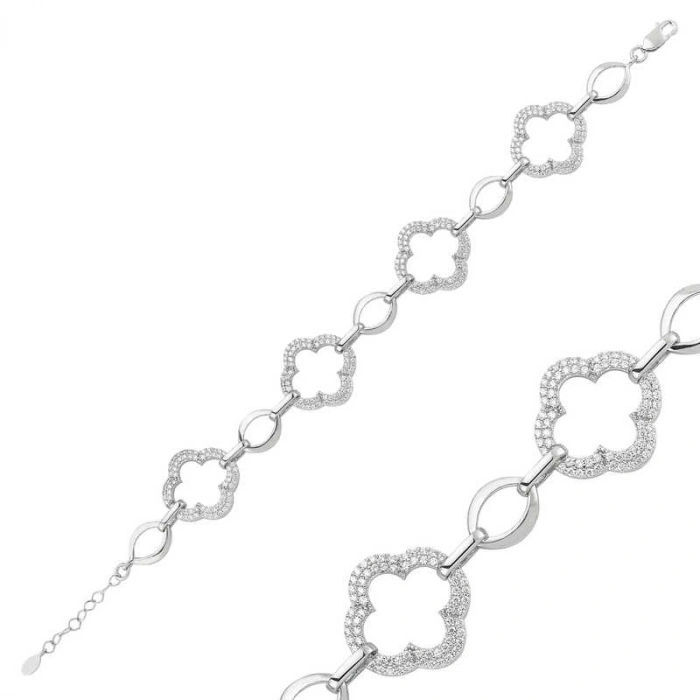 Kadın Gümüş Çiçek Bayan Bileklik